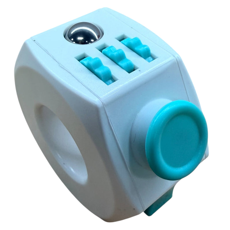 Teal & White Plastic Fidget Cube Ring