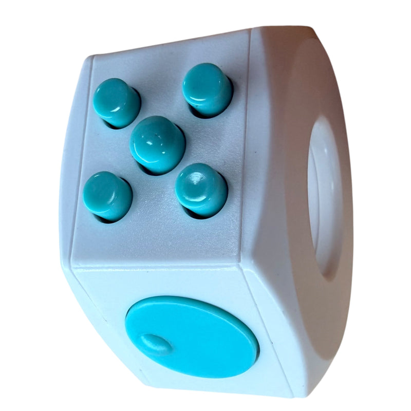 Teal & White Plastic Fidget Cube Ring