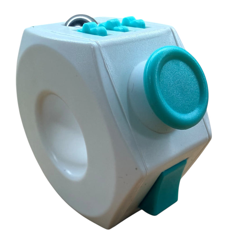 Teal & White Plastic Fidget Cube Ring