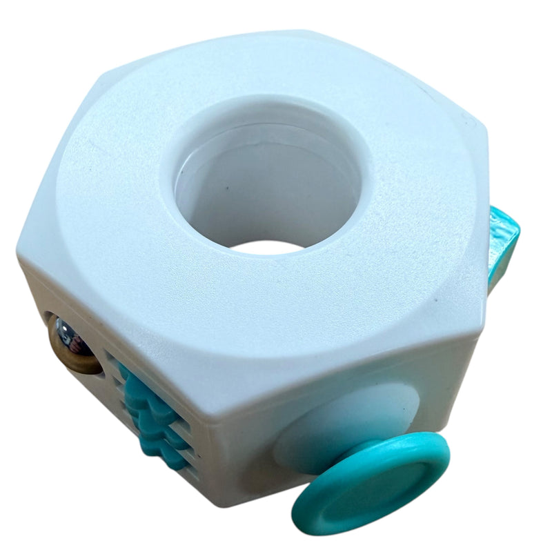 Teal & White Plastic Fidget Cube Ring
