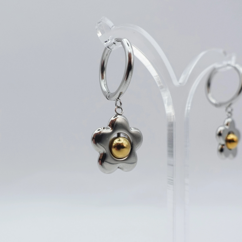 Silver Flower Spinner Fidget Earrings – by Fidge