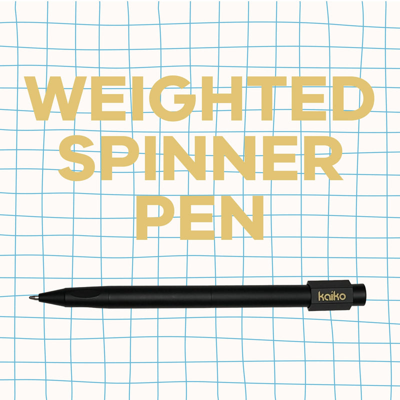 BLACK Weighted Spinner Pen with 4 refills