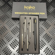 BLACK Weighted Spinner Pen with 4 refills