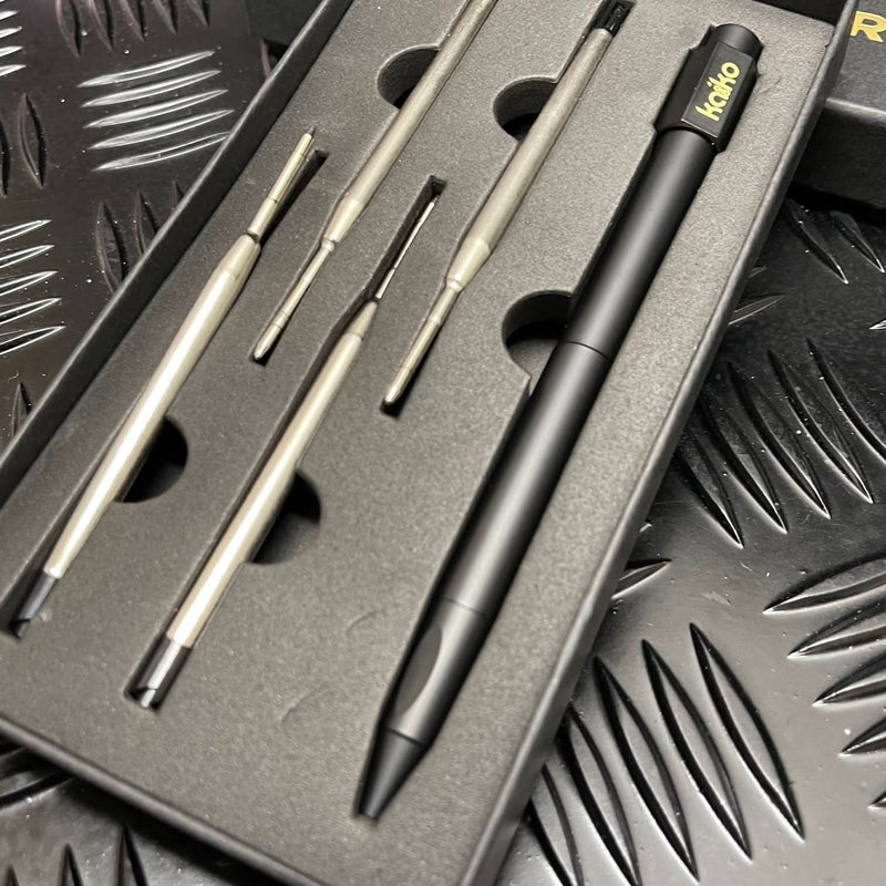 BLACK Weighted Spinner Pen with 4 refills