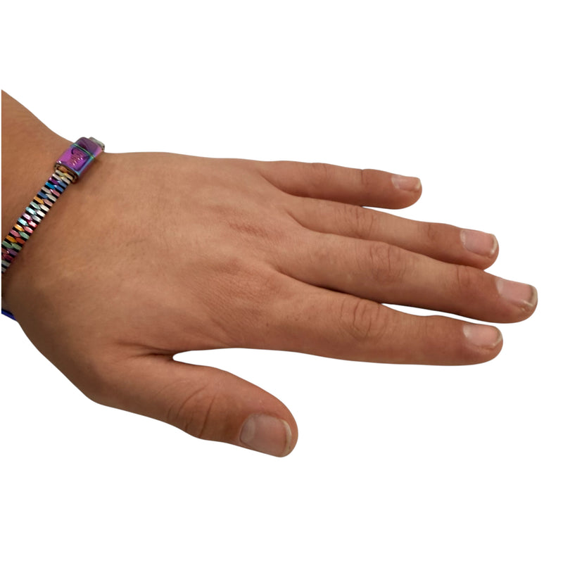 Bracelet unisexe à fermeture éclair en métal avec nappe d'huile par Kaiko