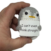 I Can't Even Think Straight Penguin- Mini Hand Crochet Plush Support