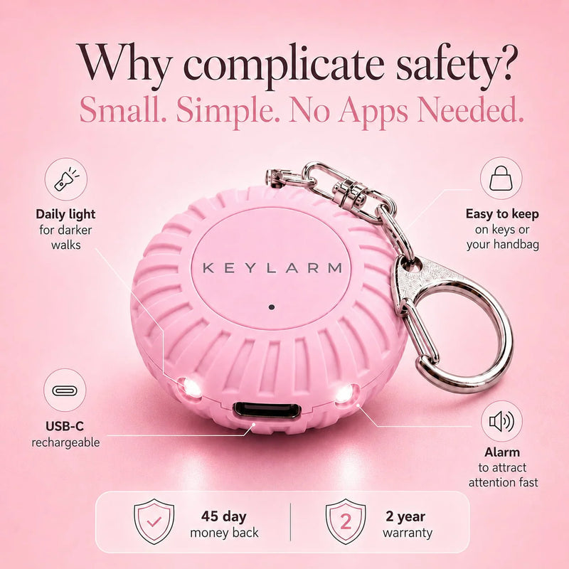 KEYLARM Personal Safety Alarm + LED Light - Be Heard. Be Seen.  Be Safe.