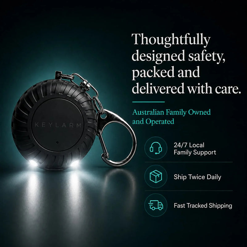 KEYLARM Personal Safety Alarm + LED Light - Be Heard. Be Seen.  Be Safe.
