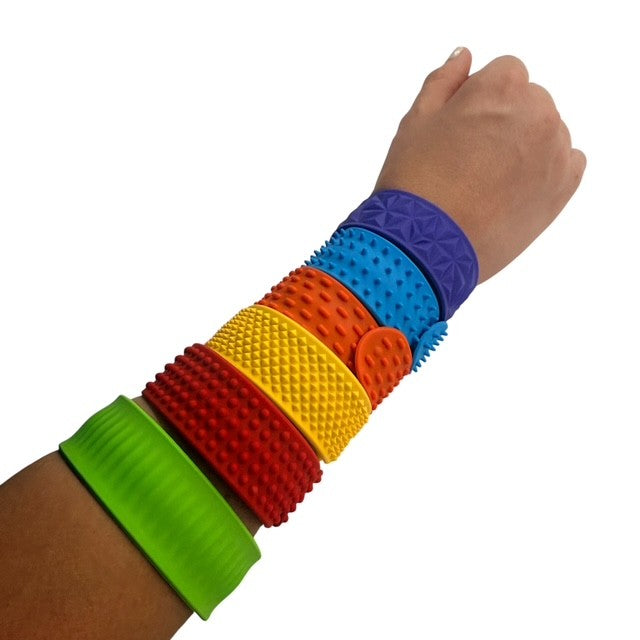 Vibrant Sensory Slap Bands - Textured Silicone (6 Pack)   Snap. Bend. Repeat.