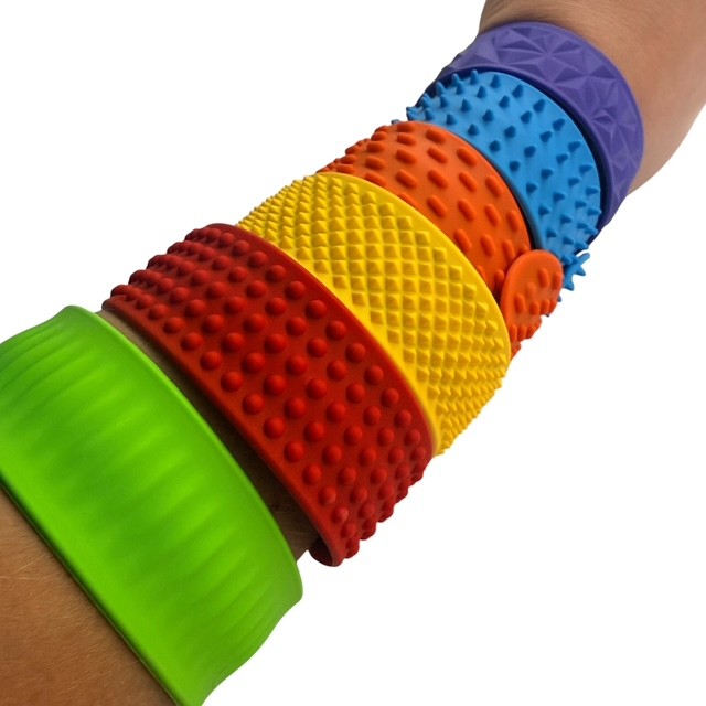 Vibrant Sensory Slap Bands - Textured Silicone (6 Pack)   Snap. Bend. Repeat.