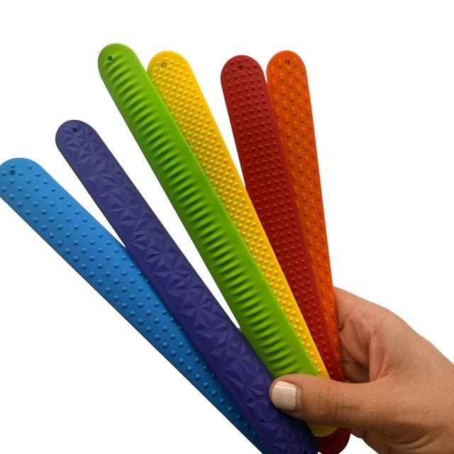 Vibrant Sensory Slap Bands - Textured Silicone (6 Pack)   Snap. Bend. Repeat.