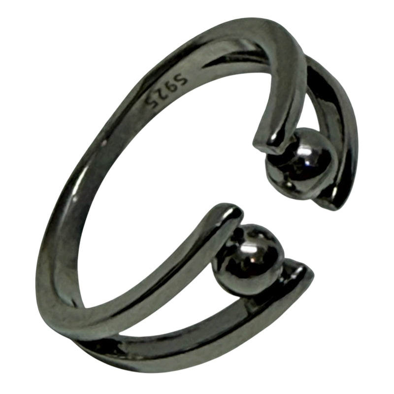 Kova Fidget Ring -  Adjustable Sterling Silver with 2 Rolling Beads