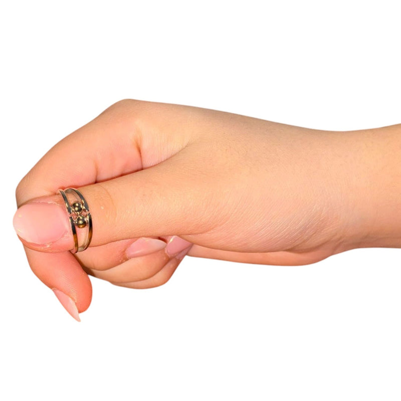 Kova Fidget Ring -  Adjustable Sterling Silver with 2 Rolling Beads