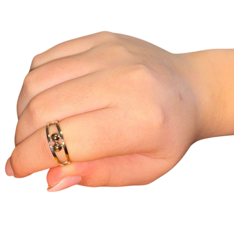 Kova Fidget Ring -  Adjustable Sterling Silver with 2 Rolling Beads