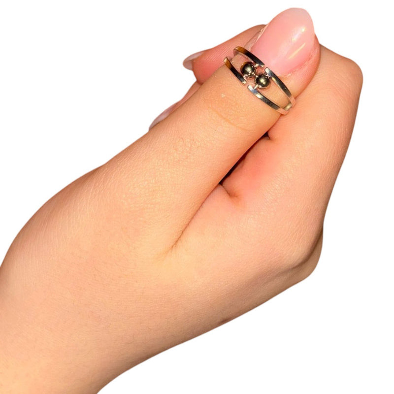 Kova Fidget Ring -  Adjustable Sterling Silver with 2 Rolling Beads