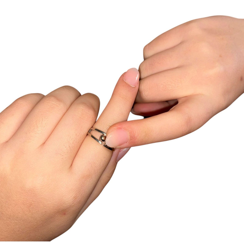 Kova Fidget Ring -  Adjustable Sterling Silver with 2 Rolling Beads