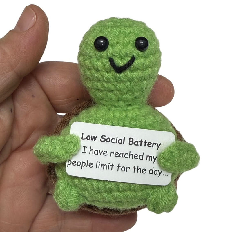 Low Social Battery Turtle - Mini Hand Crochet Plush Support