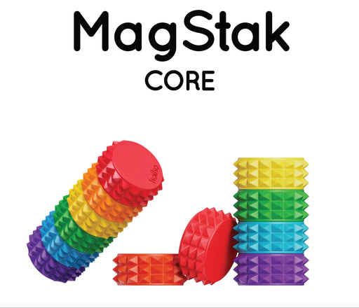 Colorful MagStak CORE toy set by Kaiko on a white background