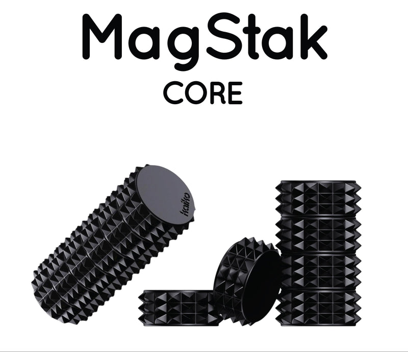 Black foam rollers with textured design on a white background, featuring the Kaiko brand.