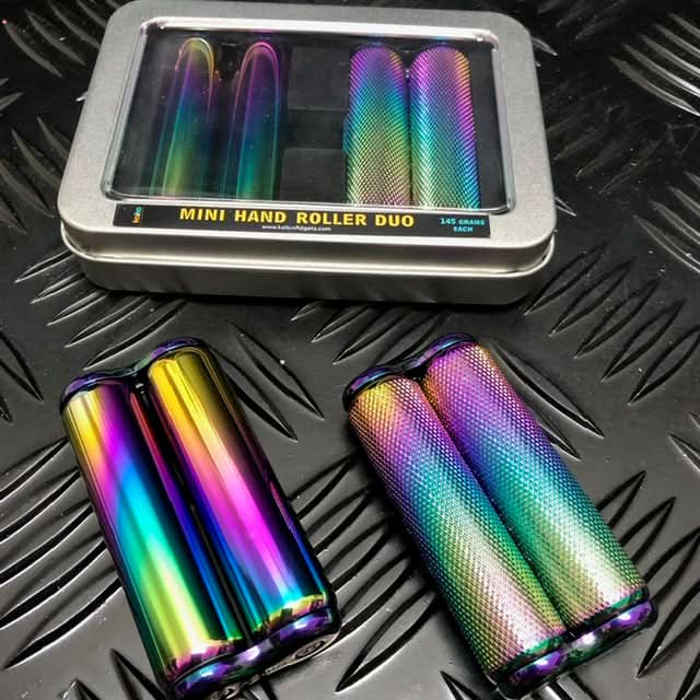 Mini Hand Roller Duo in TIN - twin pack of textured & smooth 145 gram