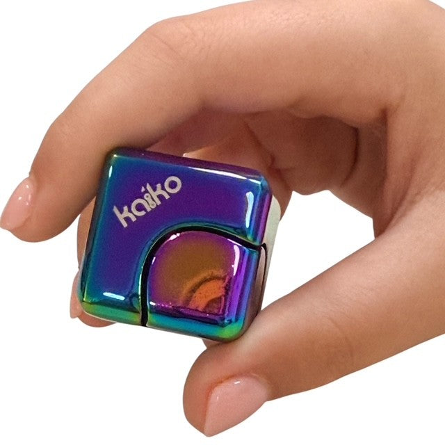 Oil Slick Square Spinning Cube