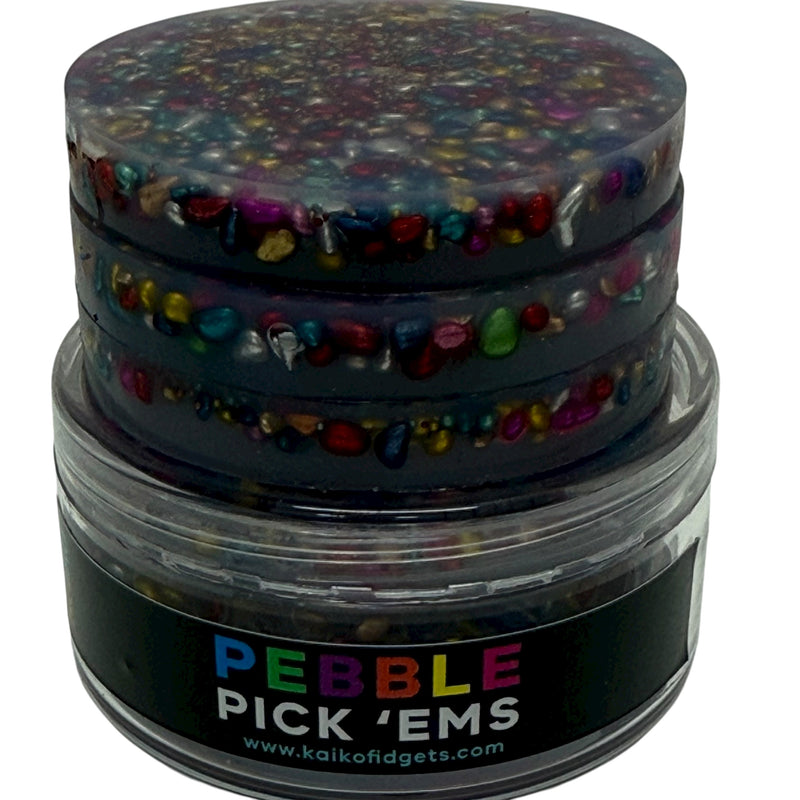 Pebble Pick ‘Em Stack - pack of 3 natural painted stone discs - Picking & Popping Support