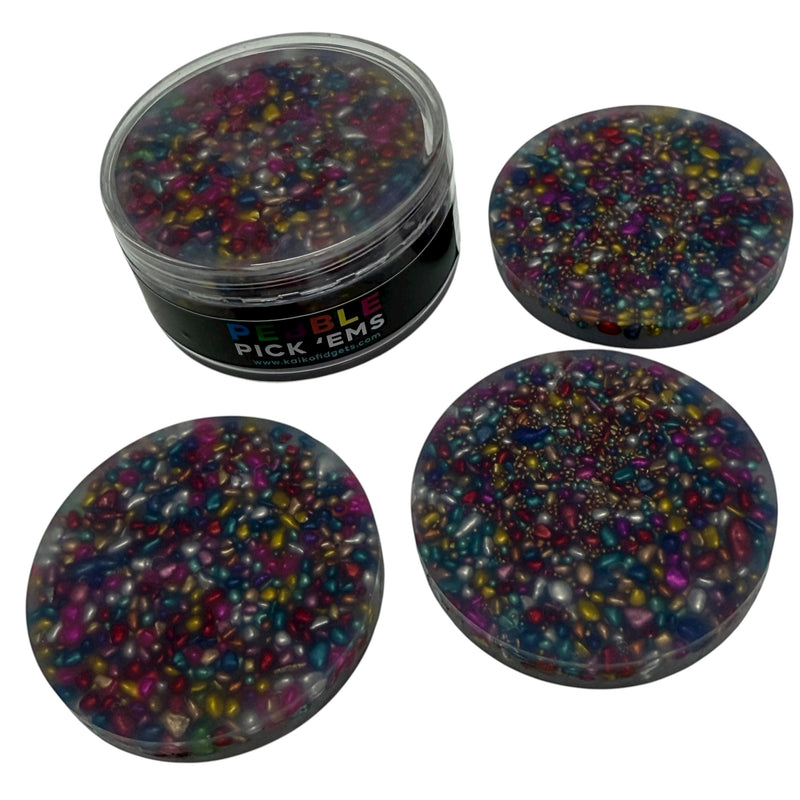 Pebble Pick ‘Em Stack - pack of 3 natural painted stone discs - Picking & Popping Support