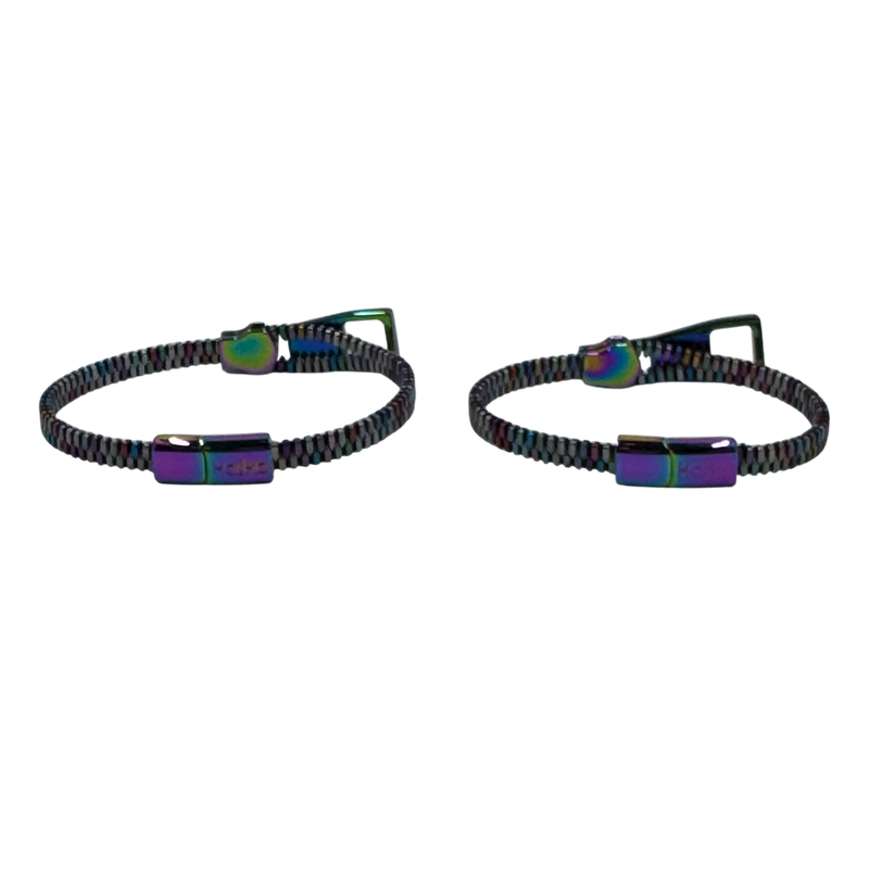 Unisex Oil Slick Metal Zipper Bracelet By Kaiko