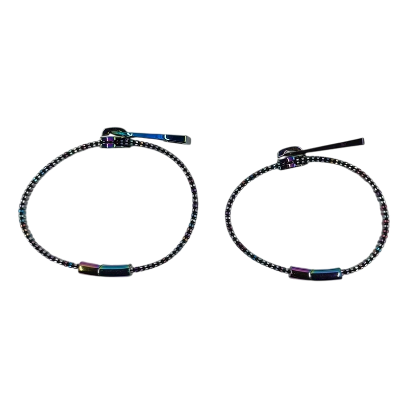 Unisex Oil Slick Metal Zipper Bracelet By Kaiko