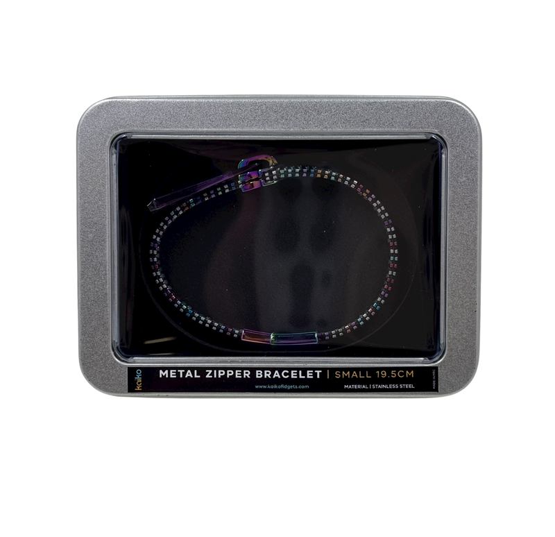 Unisex Oil Slick Metal Zipper Bracelet By Kaiko