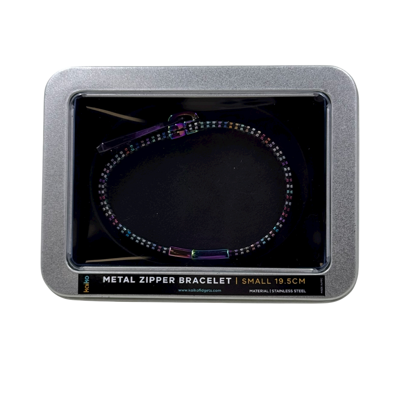 Unisex Oil Slick Metal Zipper Bracelet By Kaiko