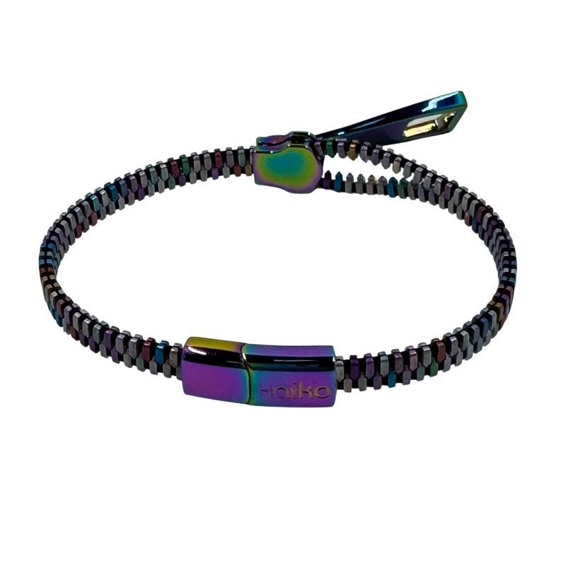Unisex Oil Slick Metal Zipper Bracelet By Kaiko