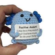 Positive Axolotl - Mini Hand Crochet Plush Support