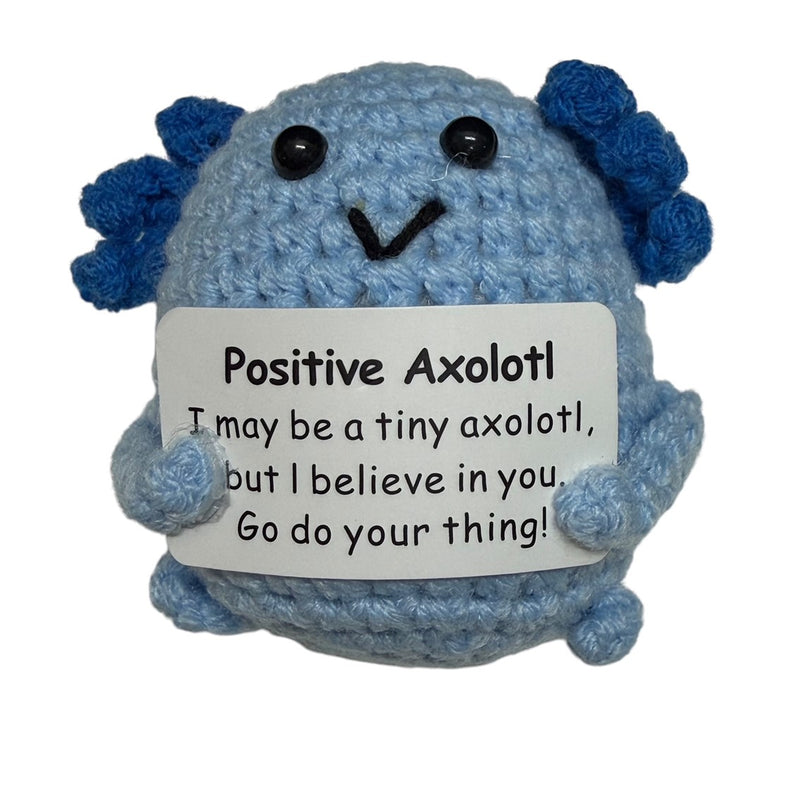 Positive Axolotl - Mini Hand Crochet Plush Support