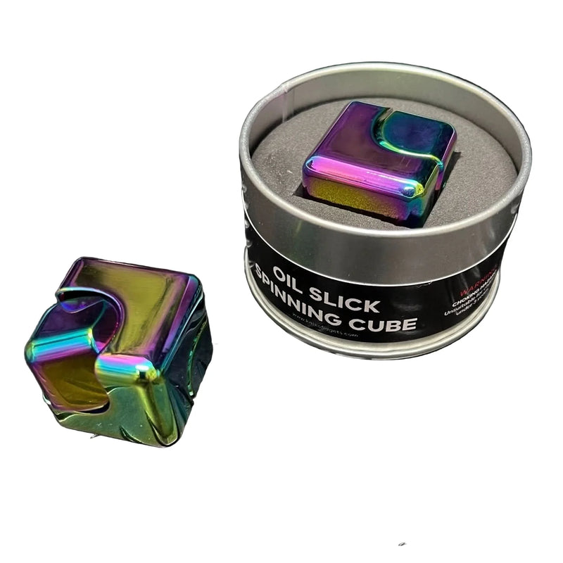 Oil Slick Square Spinning Cube