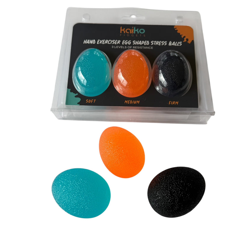 Ensemble de 3 œufs anti-stress pour exercices de main de différentes forces