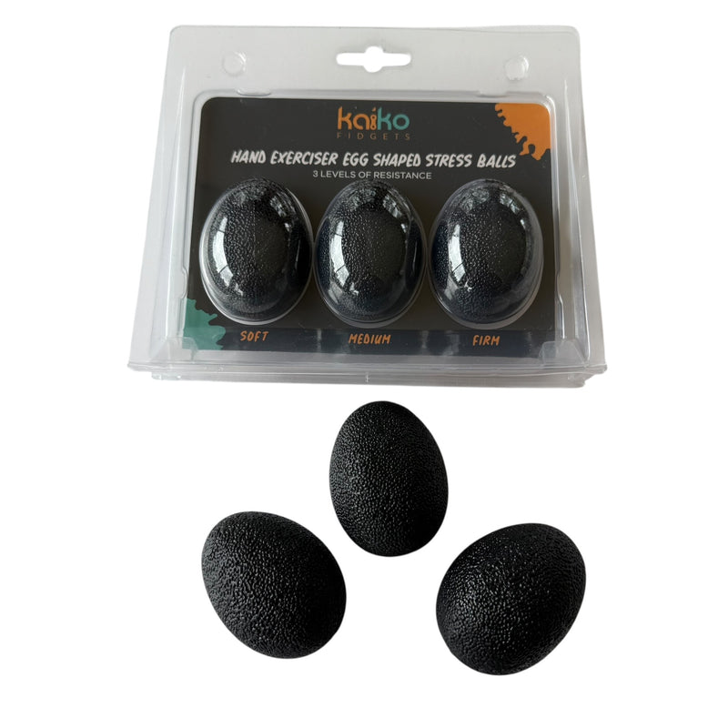 Ensemble de 3 œufs anti-stress pour exercices de main de différentes forces