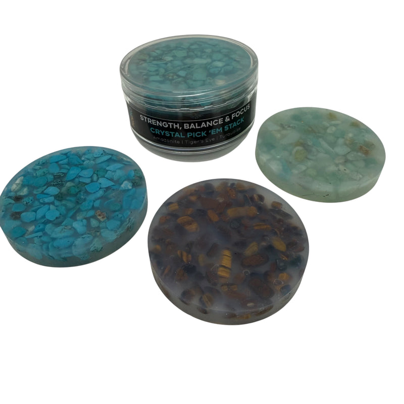 Strength, Balance & Focus Crystal Pick 'Em Stack : 3 Pack - Amazonite, Tiger’s Eye & Turquoise