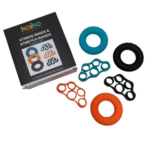 Stress Buster String Stretch Bands & Stress Rings - Boxed Set of 6 — My Sensory Store