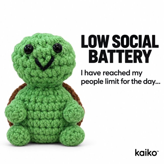 Low Social Battery Turtle - Mini Hand Crochet Plush Support