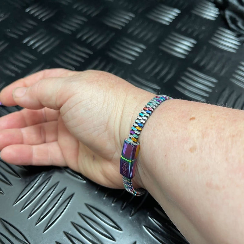 Unisex Oil Slick Metal Zipper Bracelet By Kaiko