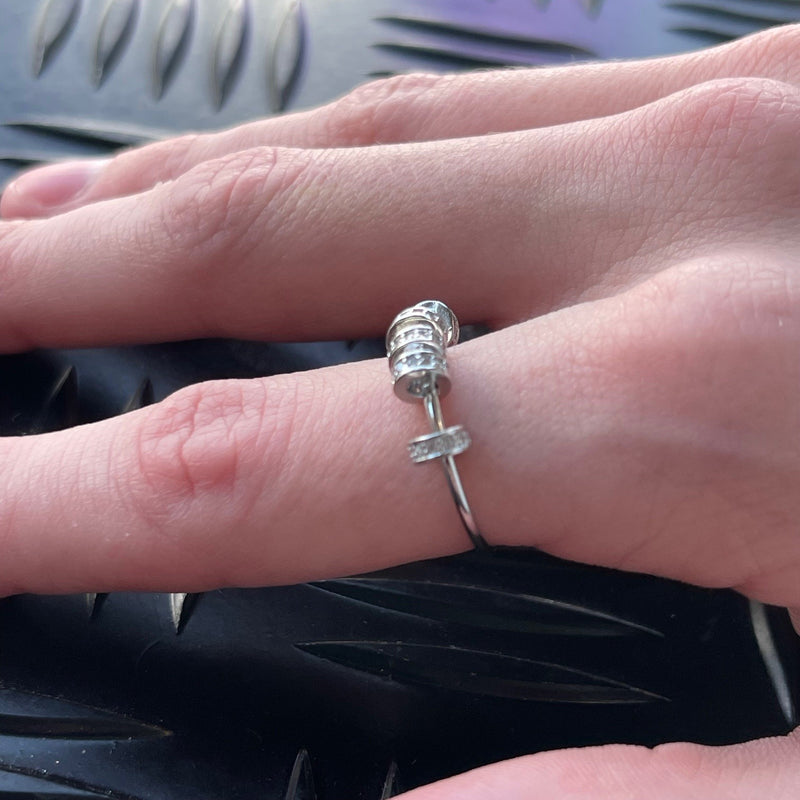 Axia Fidget Ring - 5 Diamante Moving Beads for Anxiety and Sensory Support