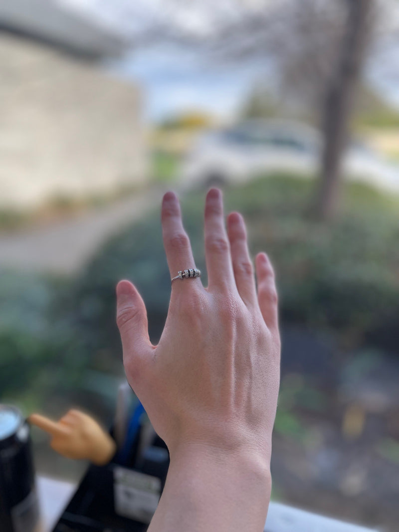 Axia Fidget Ring - 5 Diamante Moving Beads for Anxiety and Sensory Support