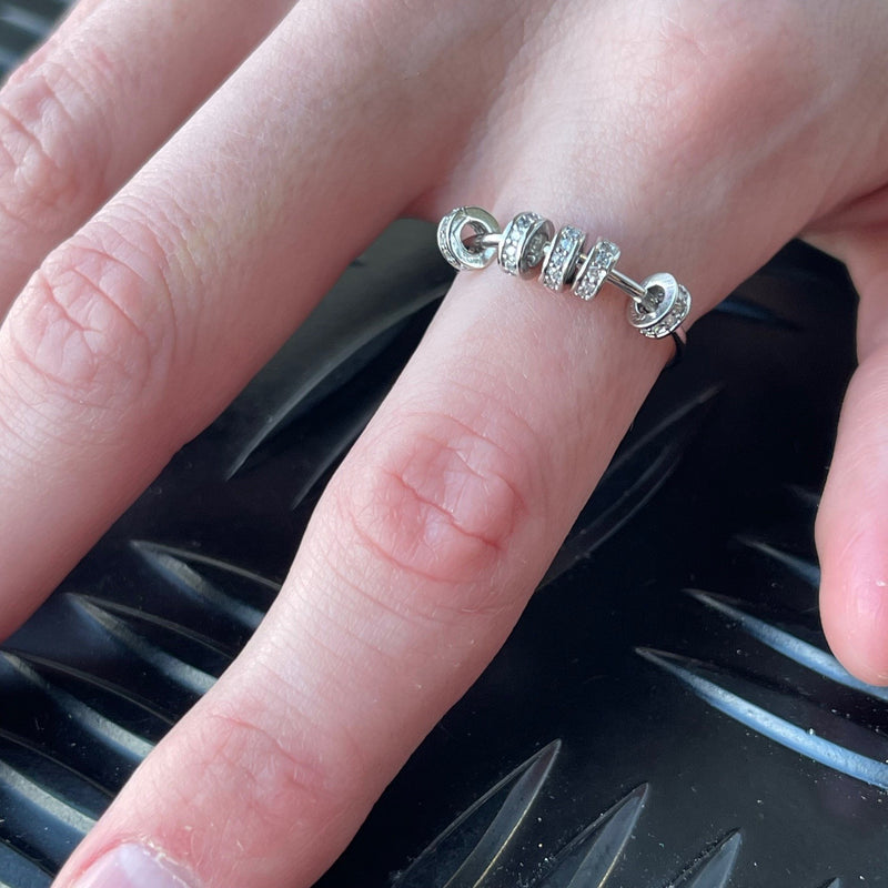 Axia Fidget Ring - 5 Diamante Moving Beads for Anxiety and Sensory Support