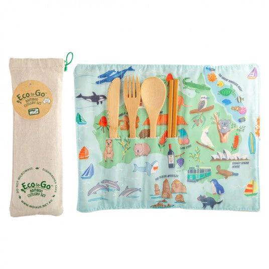 Eco to Go Bamboo Cutlery Set - Various Prints