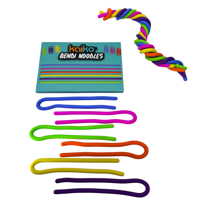 Kaiko BENDI Noodles smooth silicone sensory tools with colourful noodles and packaging