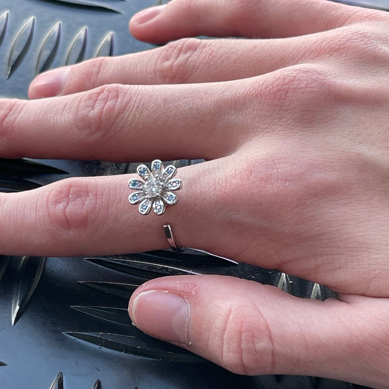 Bloom Fidget Ring - Diamante Spinning Flower for Anxiety and Sensory Support