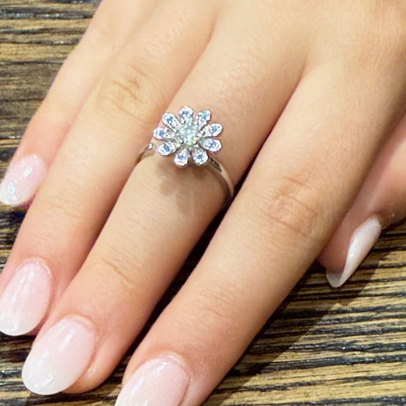 Bloom Fidget Ring - Diamante Spinning Flower for Anxiety and Sensory Support