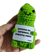 Dopamine snacks and vibes green dinosaur crochet critter