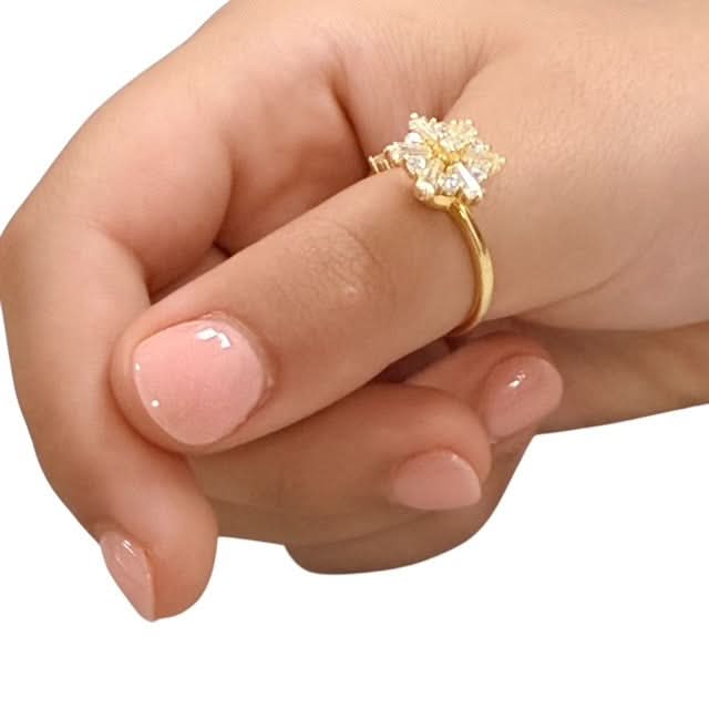 Auri Fidget Ring - Adjustable Sterling Silver & Gold Plated Gold Starburst Cluster
